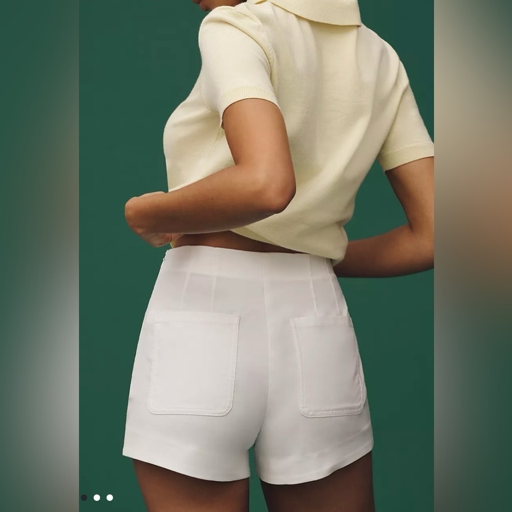 Anthropologie Maeve Scallop Button Shorts White Women's - Picture 4 of 8